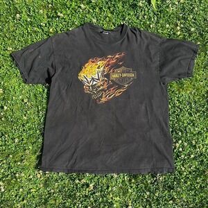 Harley Davidson Afghanistan Flaming Skull Tshirt